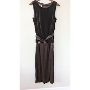 Vtg Talbots Velvet Maxi Dress Sz 10 Chocolate Brown Classic Elegant Mixed Media